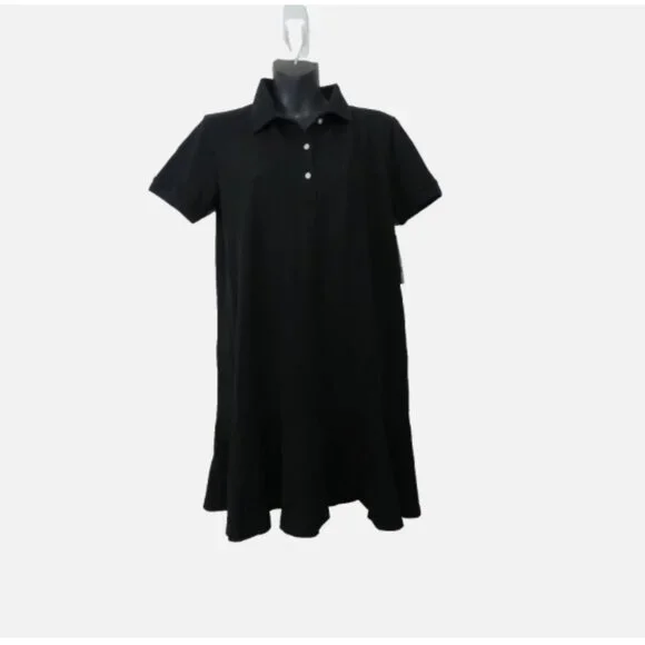 Tuckernuck Size Small Black Pique May Polo Dress Short Sleeve Casual Cotton NEW - Picture 1 of 6